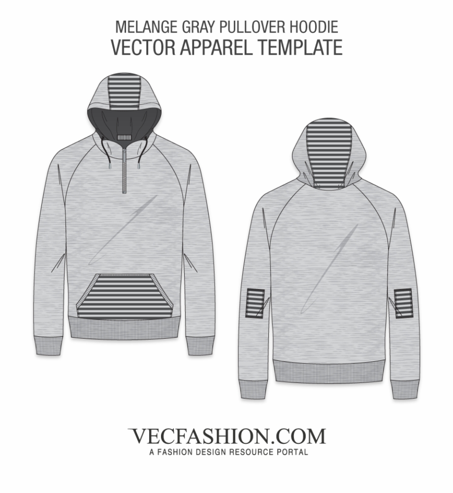 Melange Gray Textured Pullover Vecfashion Hoodie Vector