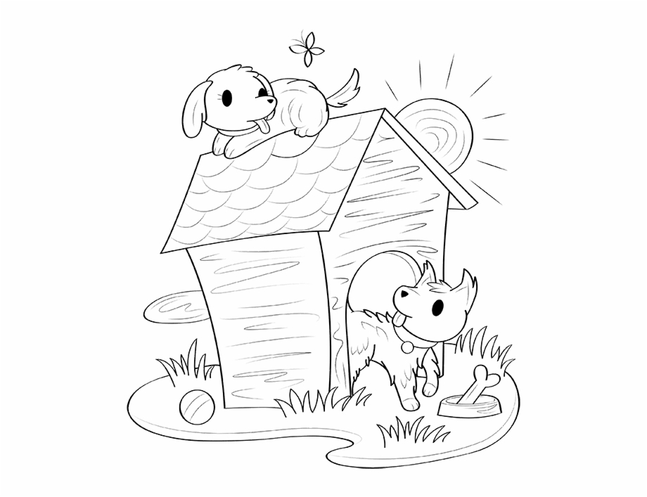 Dog House Coloring Page Cartoon