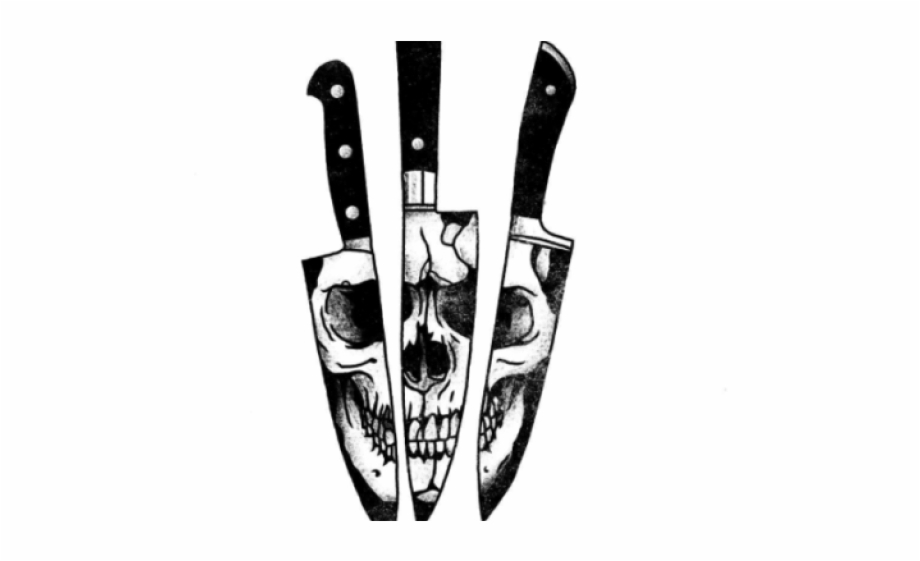 Knife Skull Reflection Tattoo