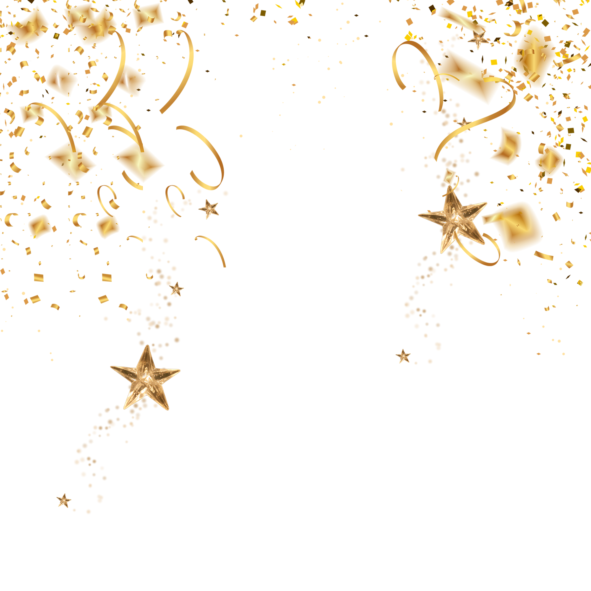 transparent background gold confetti png
