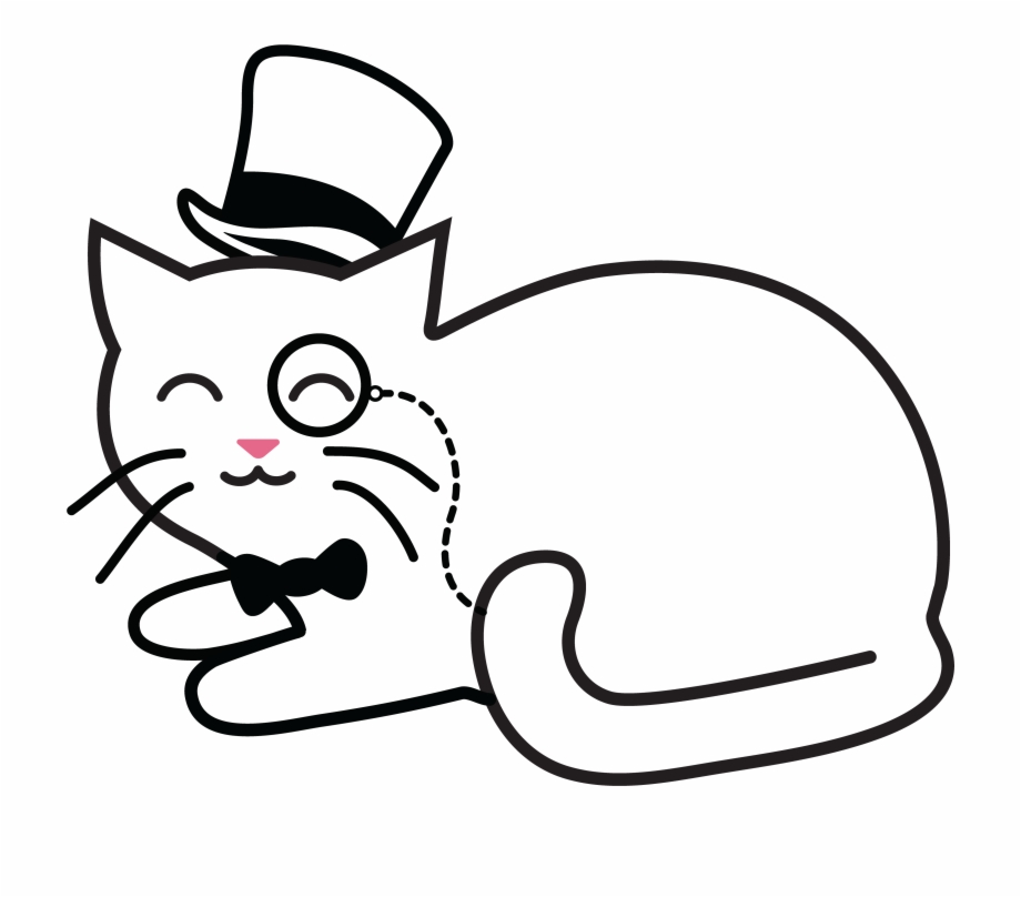 Fancy Cat Sticker Cartoon - Clip Art Library
