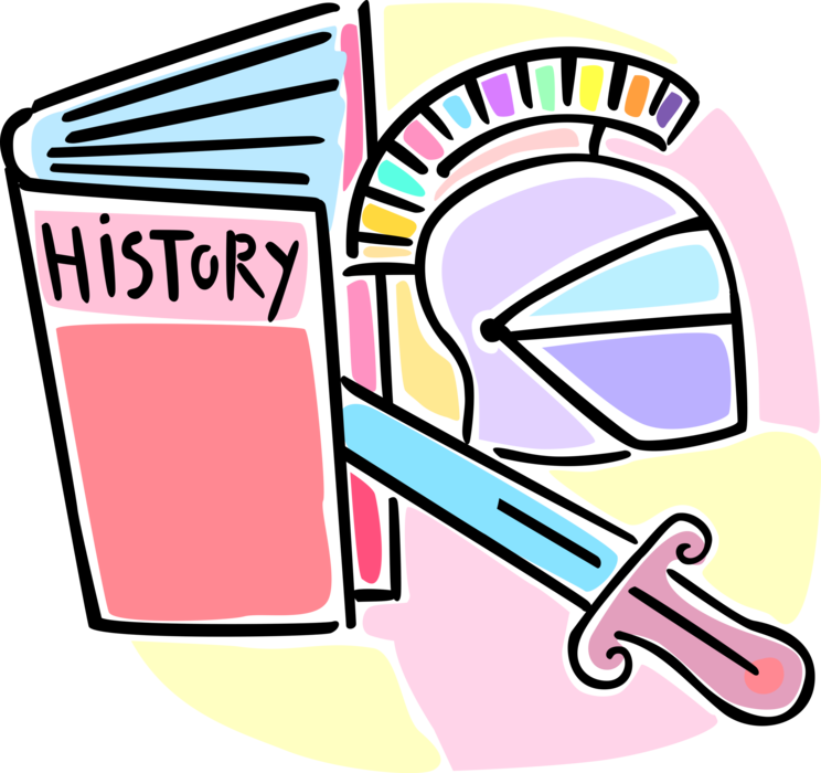 Vector Illustration Of School History Class Textbook School - Clip Art