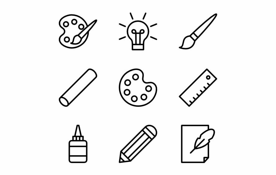 Desing And Paiting Tools Linear Configuration Icon Vector
