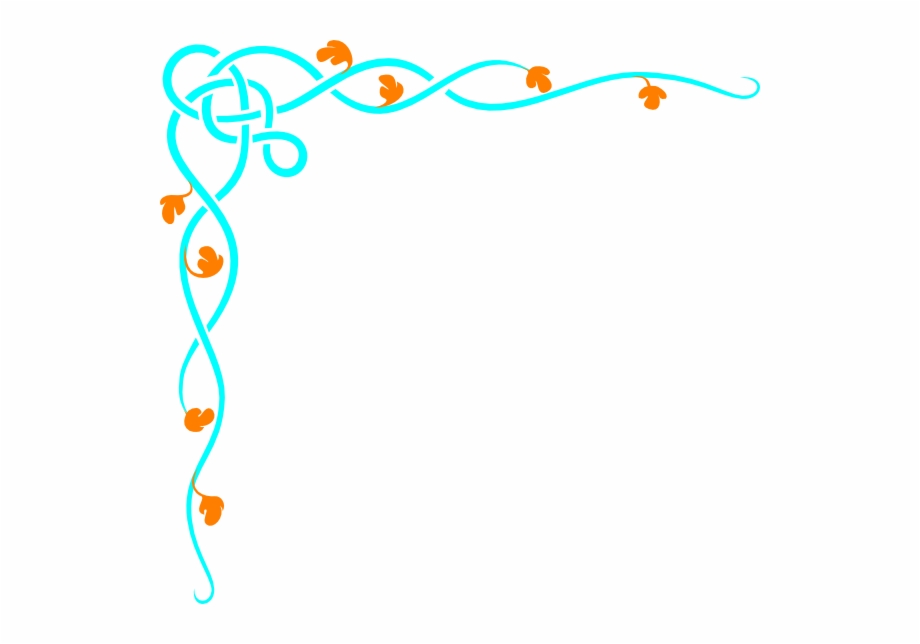 Blue And Orange Decorative Swirl Border Svg Clip