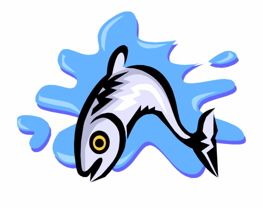 Vector Illustration Of Fish Jumping Out Of Water