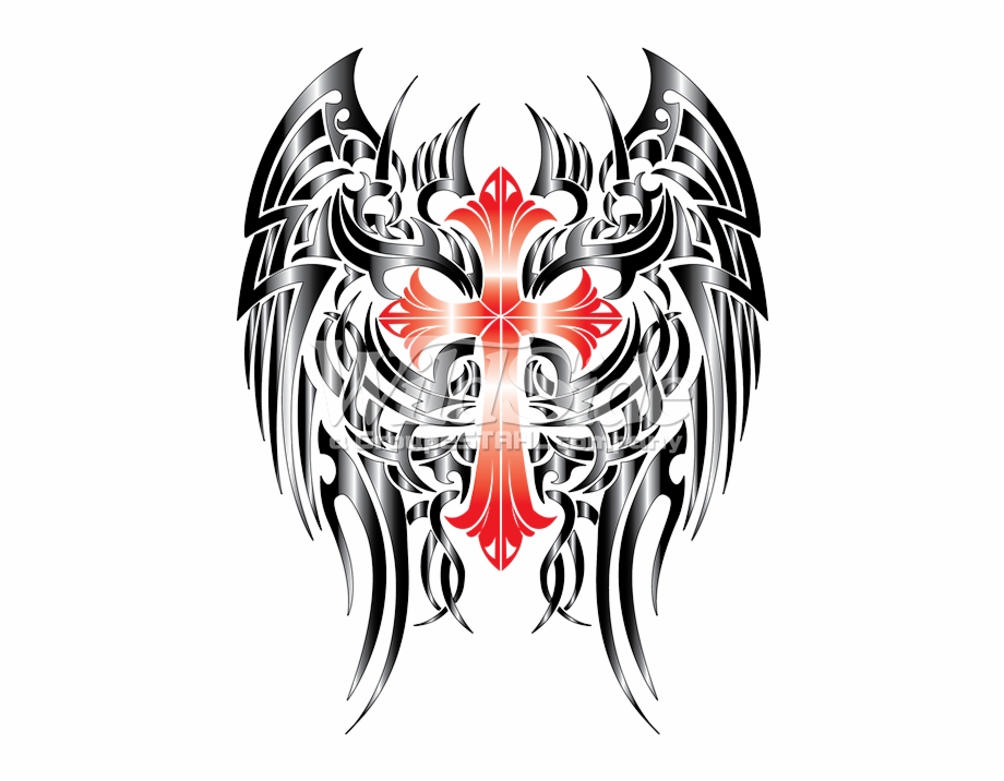 Cross With Gothic Wings Gothic Cross Logo Png