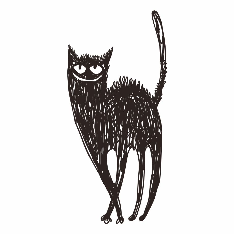 Free Black And White Cat Drawing, Download Free Black And White Cat