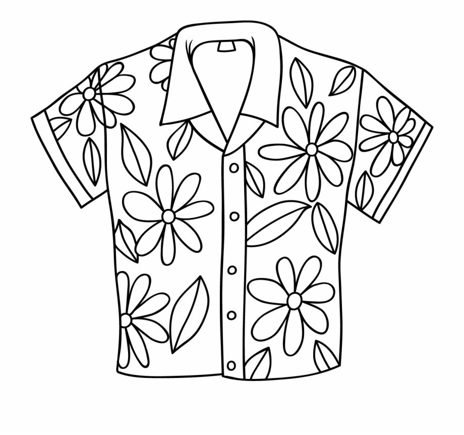 Hawaiian Shirt Digi Stamp Line Art Clip Art Library