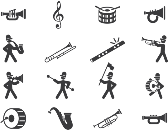 Marching Band Icons Vector Vector Marching Band Kids