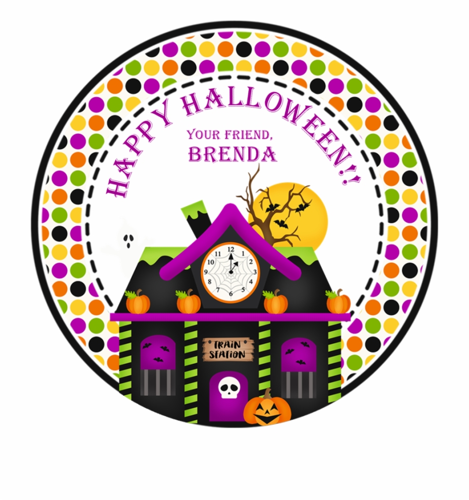 Haunted House Happy Halloween Stickers Or Favor Tags
