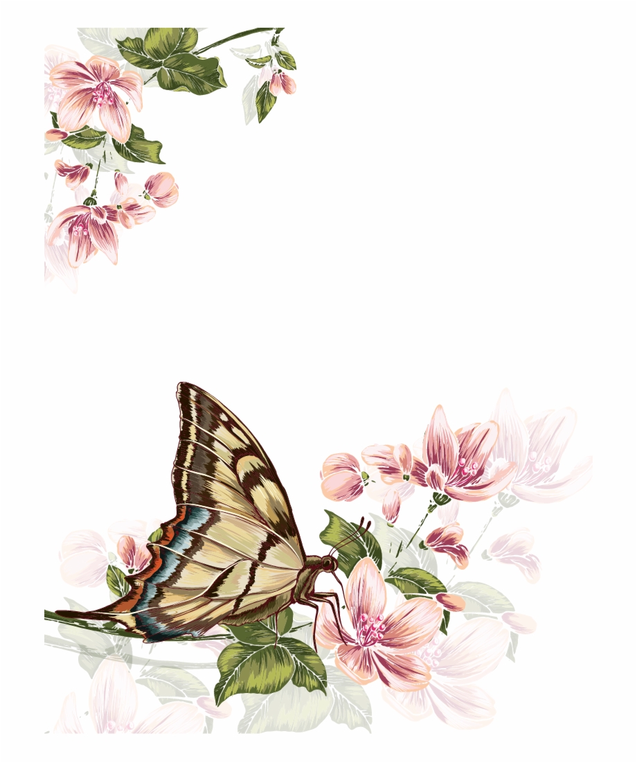 Ai Vector Watercolour Butterfly Butterfly And Flowers Painting