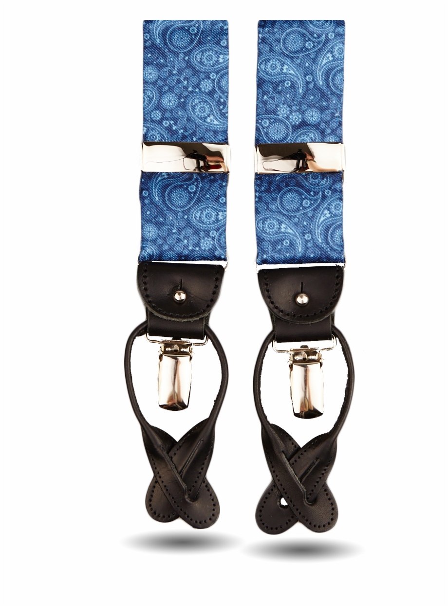 Albert Thurston Blue Paisley Leather Suspenders Strap