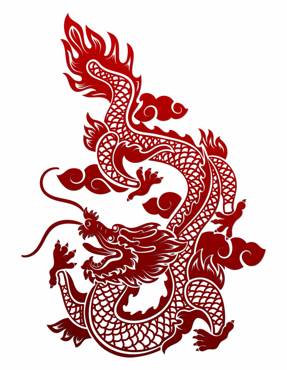 Asian Vector Dragon Frame Chinese Red Dragon On