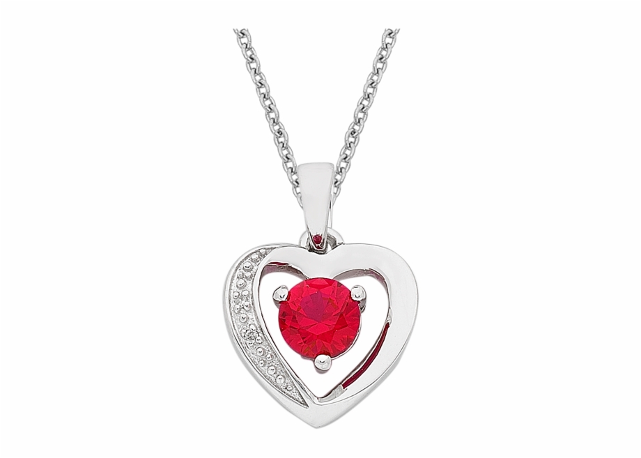 White Gold Ruby Diamond Heart Pendant Locket