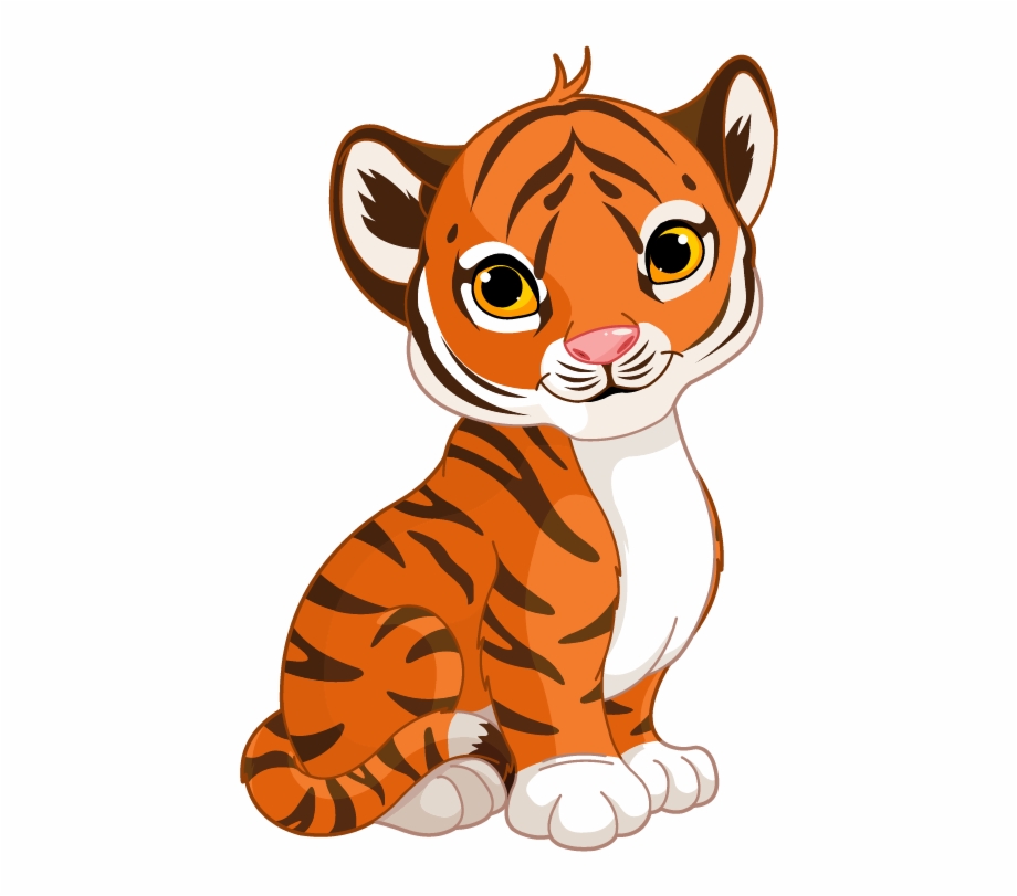 Cute Cartoon Tiger Cub - Clip Art Library