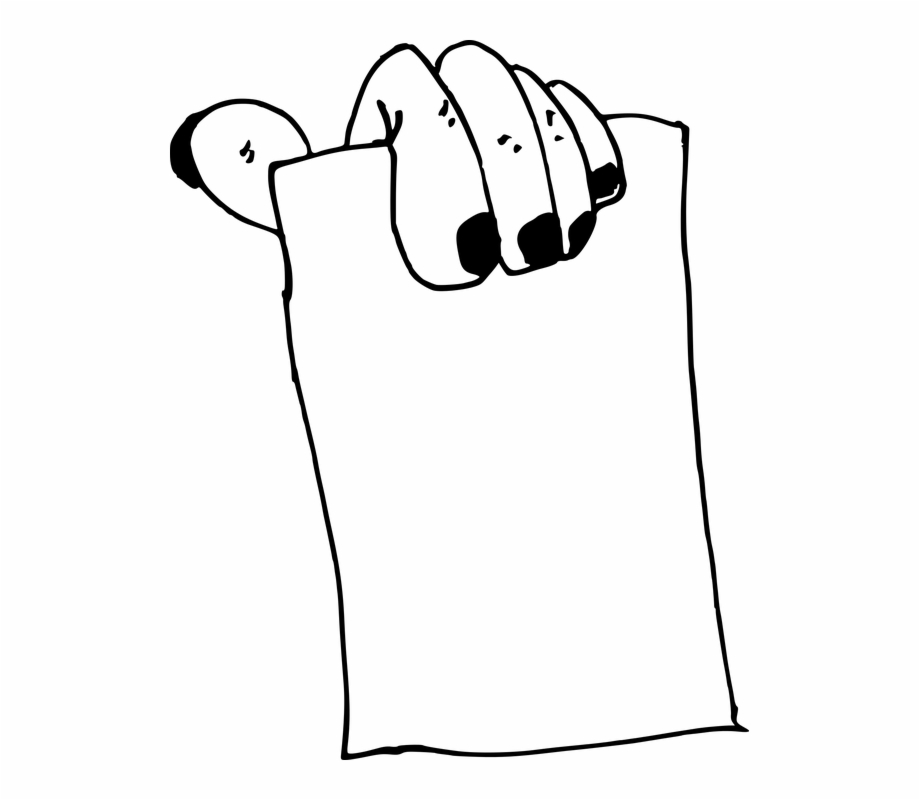 Black Cartoon Hand Nails Paper White Write Hand - Clip Art Library
