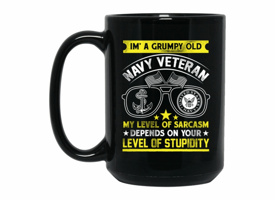 Black Mug Im A Grumpy Old Navy Veteran