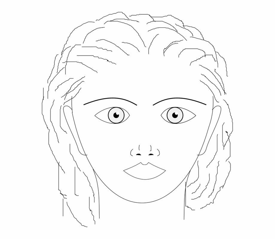 Girl Avatar Pretty Woman Face Line Art Outline