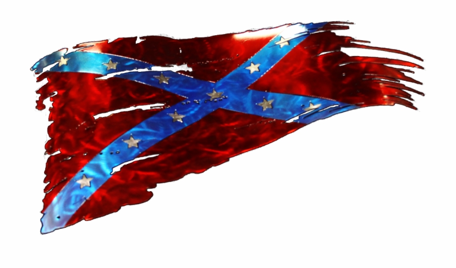 Tattered American Flag Vector Plasma Cut Confederate Flag