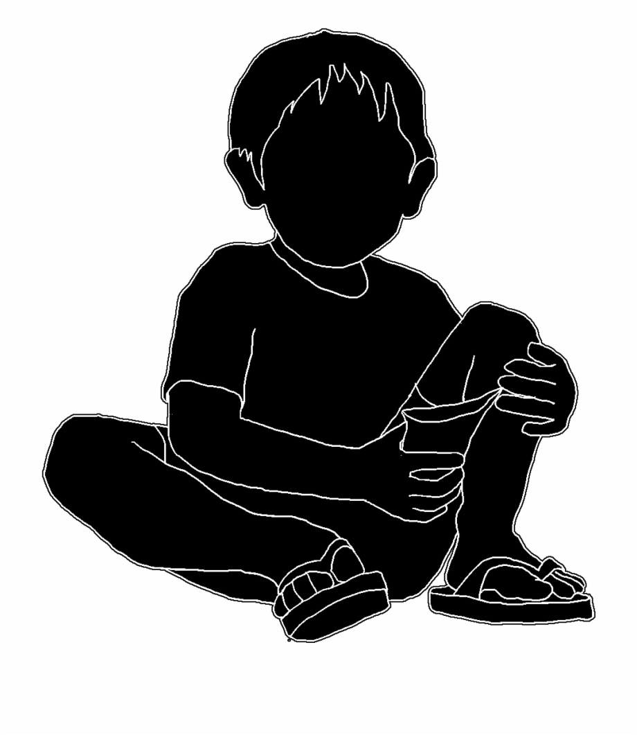 Silhouette Of Child With Candy Bag Little Boy