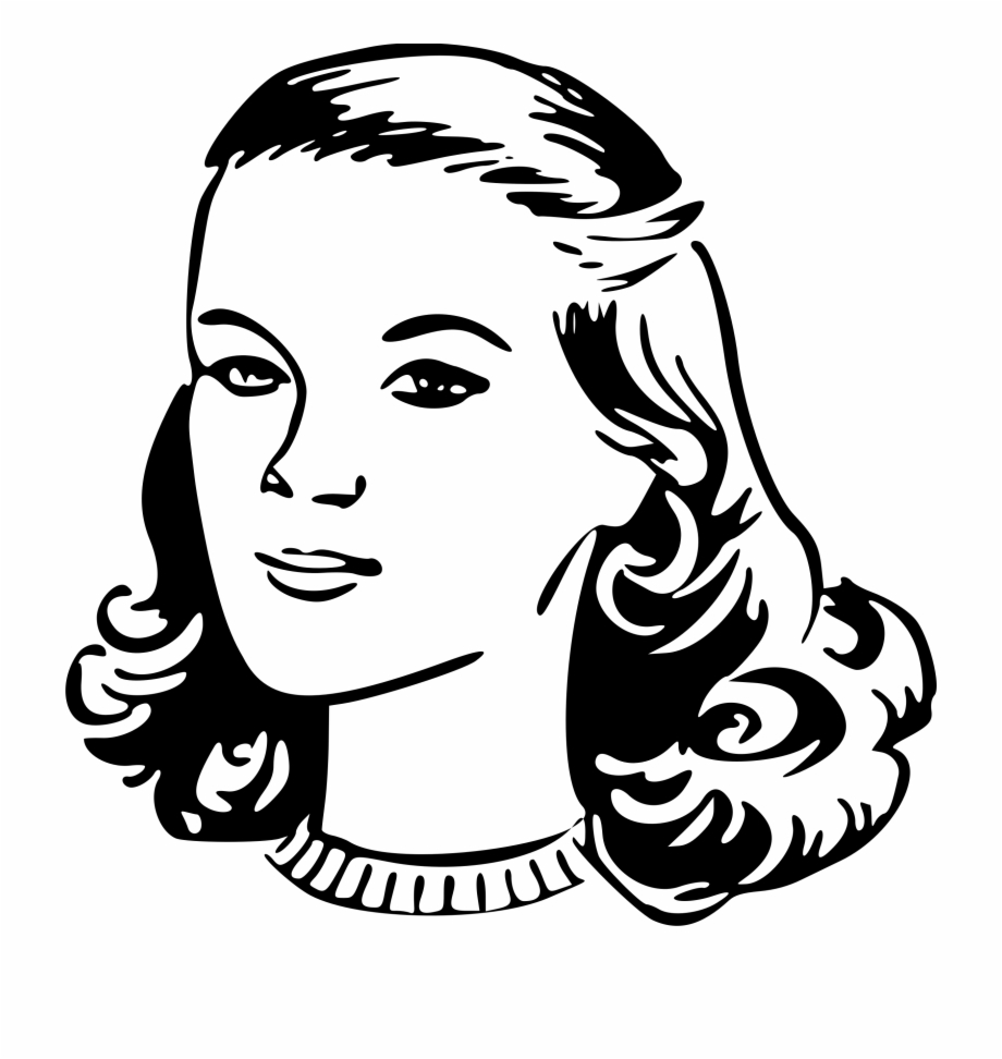 black and white clip art of woman

