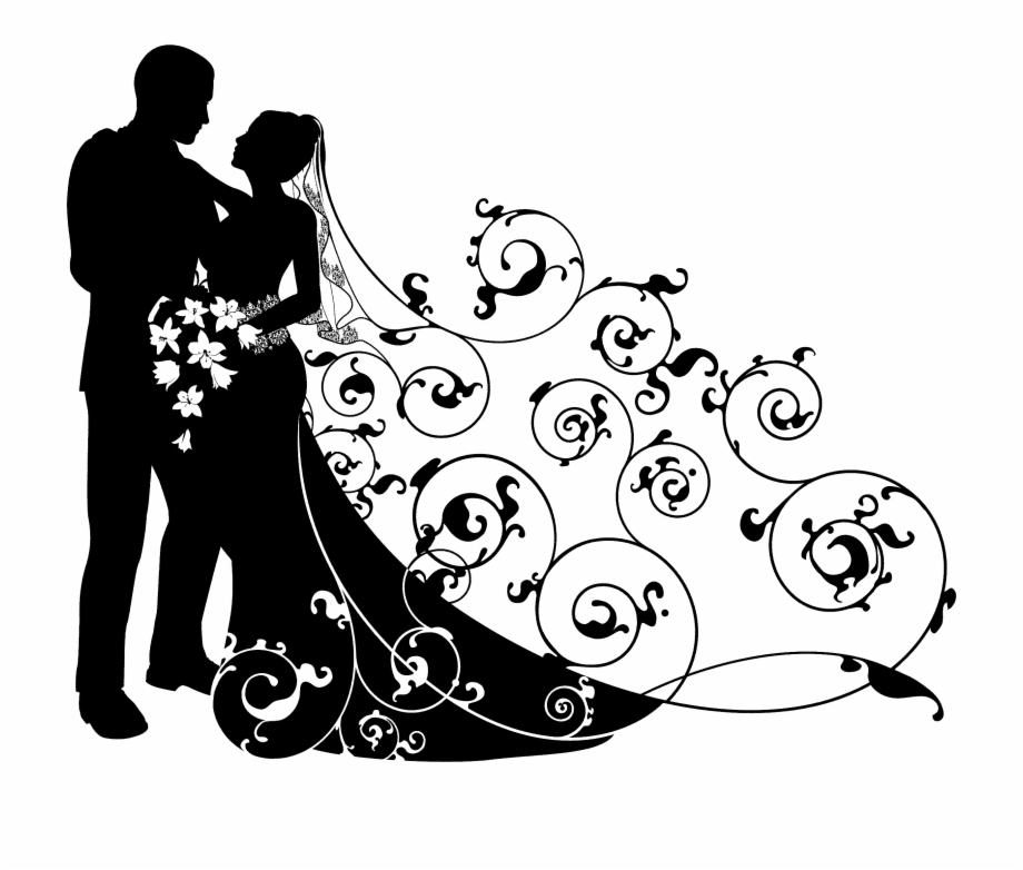 Wedding Couple Clipart Black And White