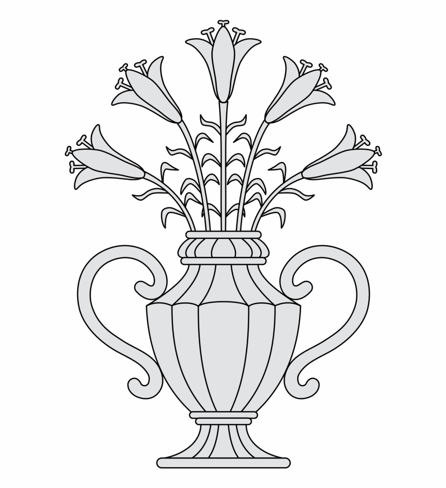 Lilies Vases Heraldry Line Art