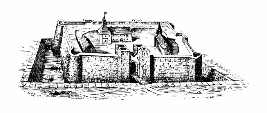 fortress clipart black and white

