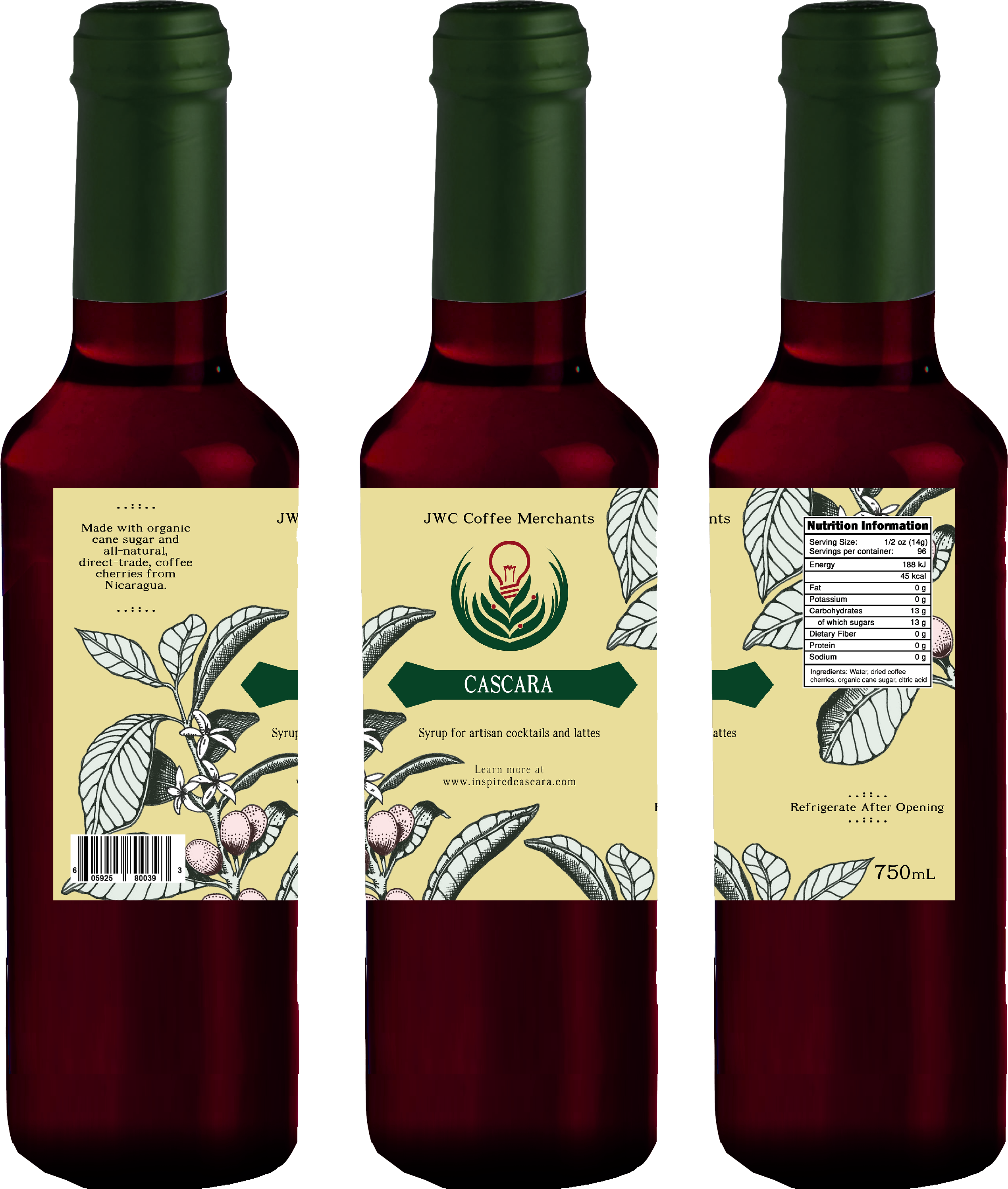 Cascara Syrup Wine Bottle