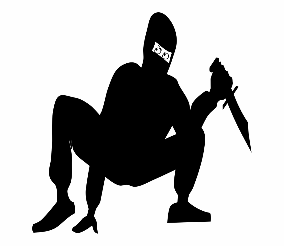 Ninjia Mask Knife Squat Crouch Silhouette Danger Ninja