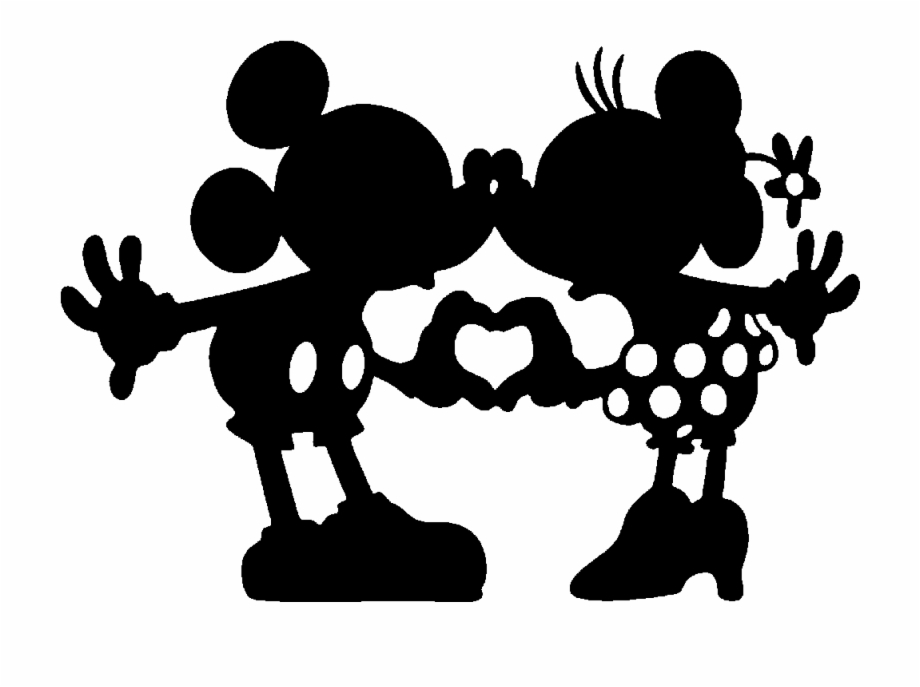 mickey and minnie mouse kissing silhouette
