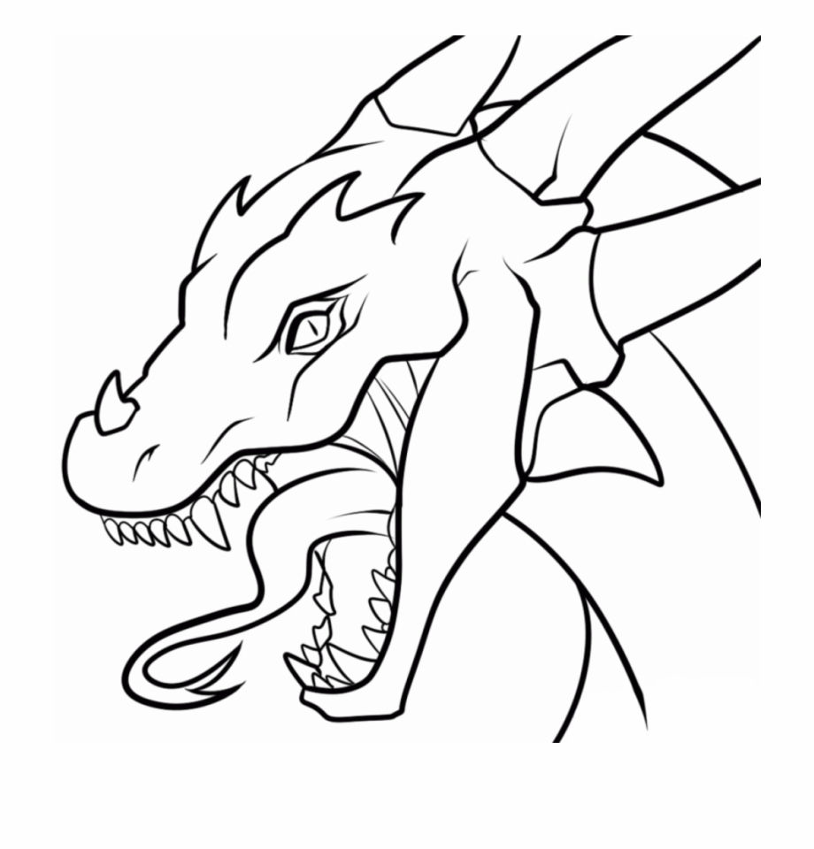 Dragon Head Coloring Page Simple Dragon Drawing Easy Clip Art Library