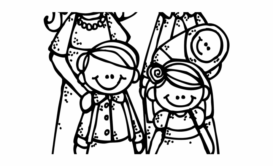 black and white family clipart

