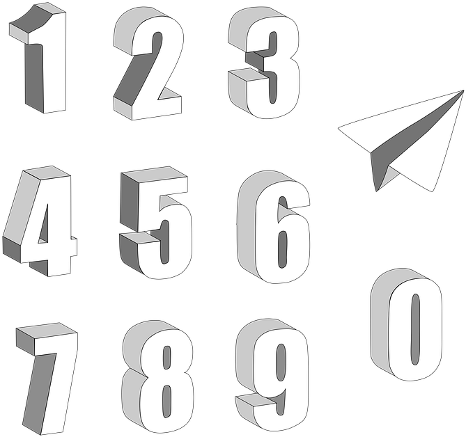 numbers black and white clipart