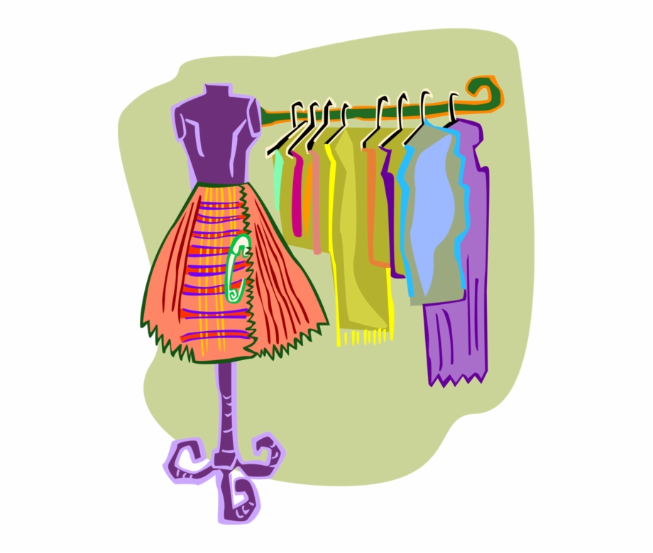 Vector Illustration Of Retail Fashion Dresses And Clothes