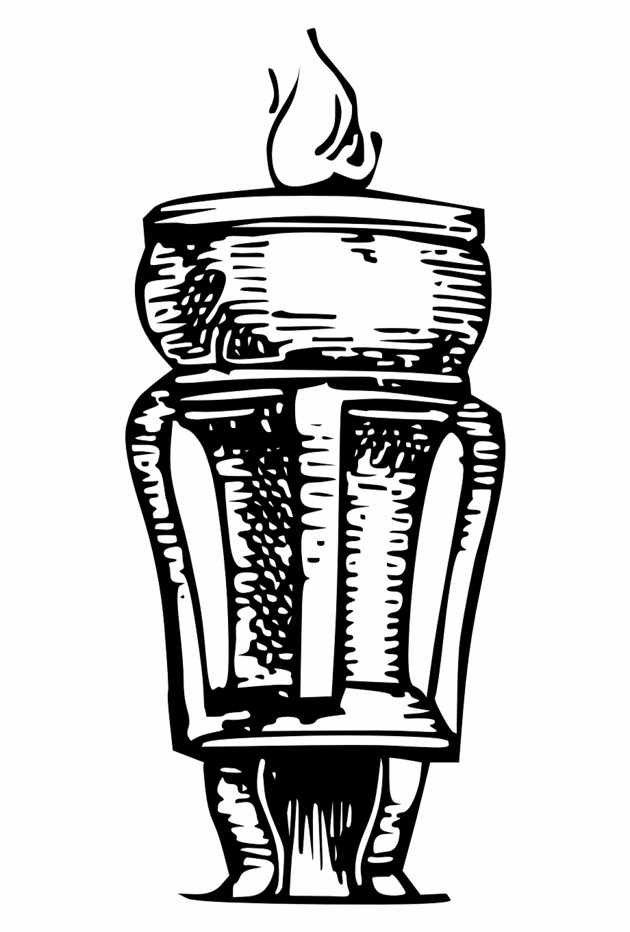 flaming torch clipart black and white