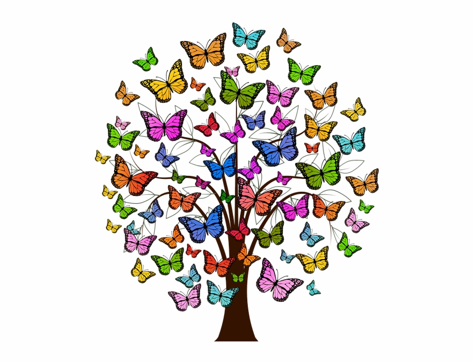 Butterflies Tree Colorful Color Ease Elated Swing Sjgrens