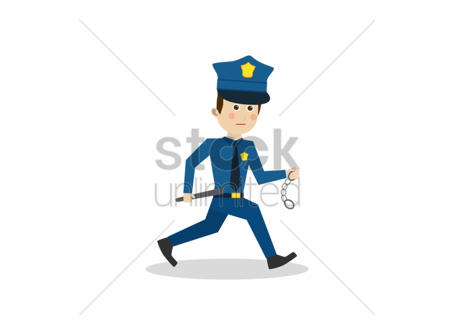 Policeman On Carrying Handcuffs And Baton Vector 8