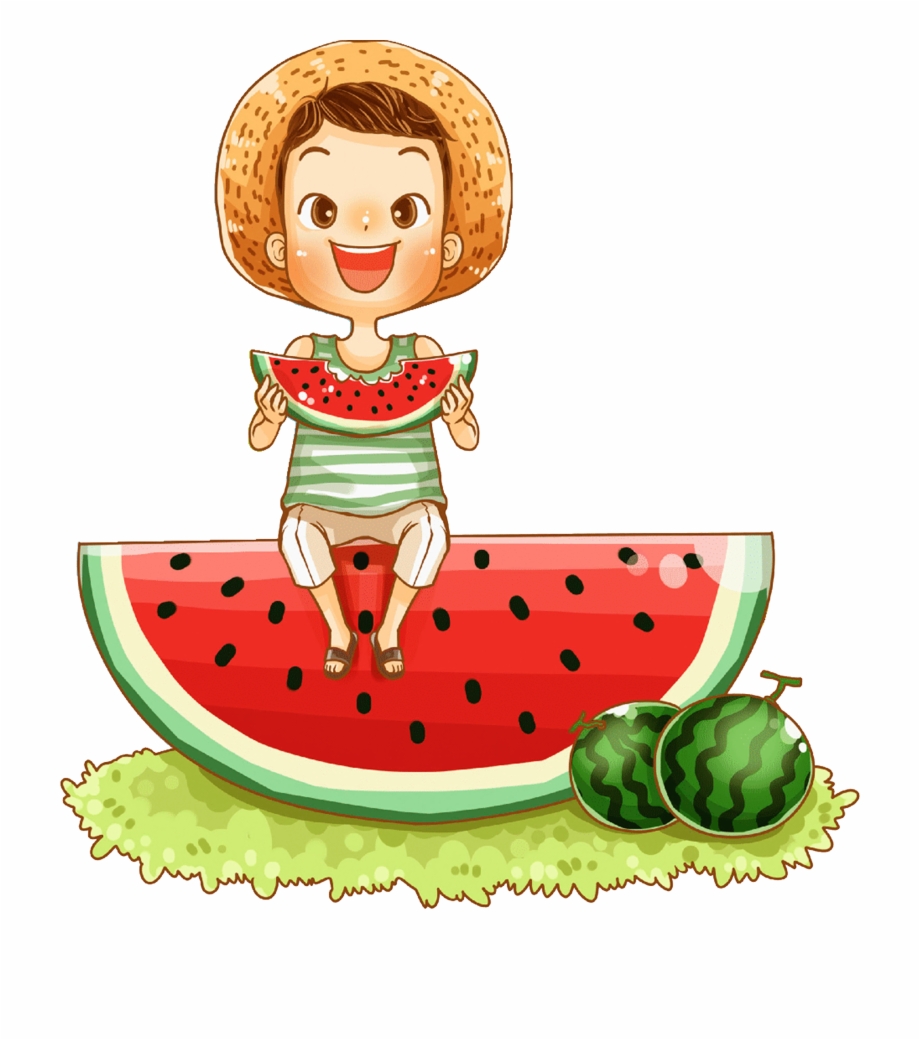 Coreldraw Poster Illustration Eating Watermelon Cartoon - Clip Art Library