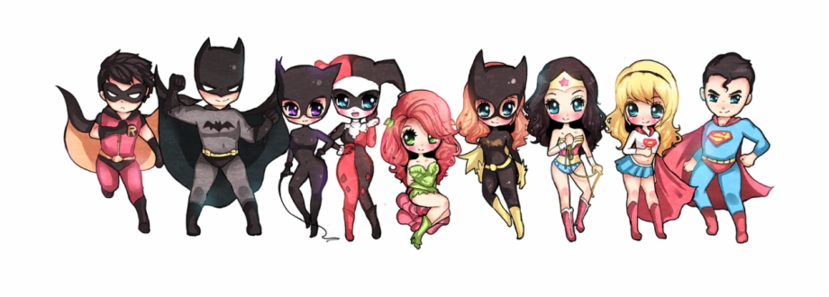 Transparent Chibi Dc Comics Robin Batman Catwoman Harley