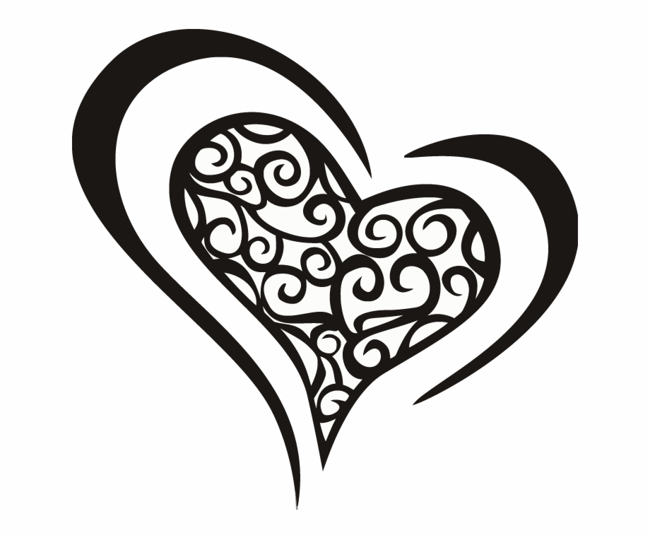 Love Heart Swirls Vector Line Art