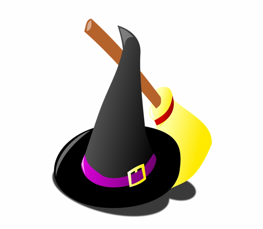 Witch Hat Broom Costume Halloween Black Magic Witchcraft