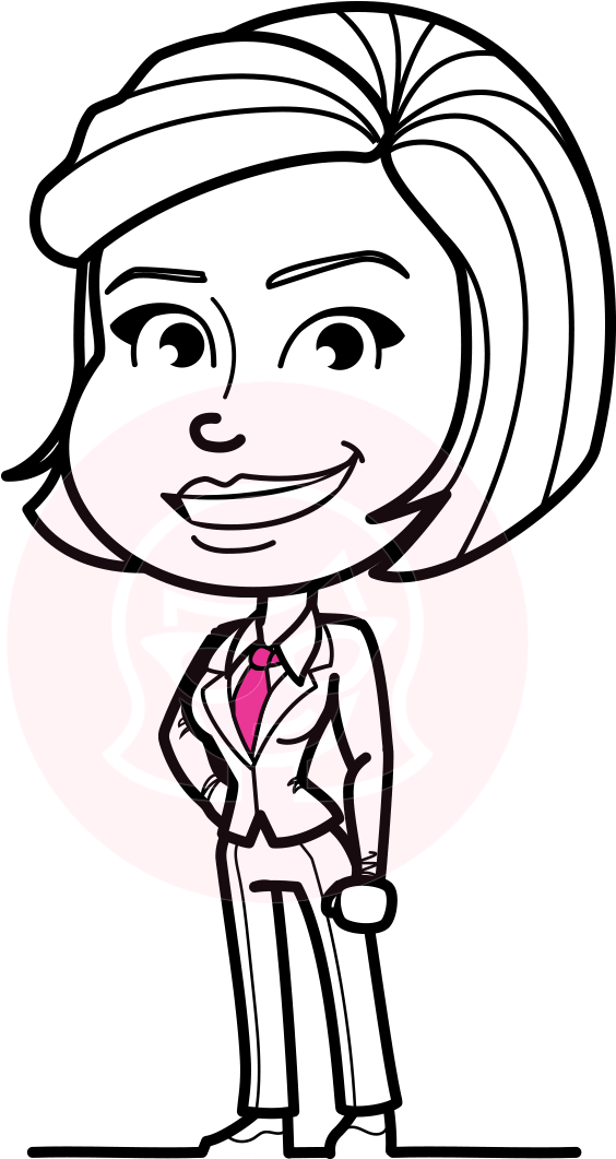 Cute Black And White Woman Cartoon Vector Character