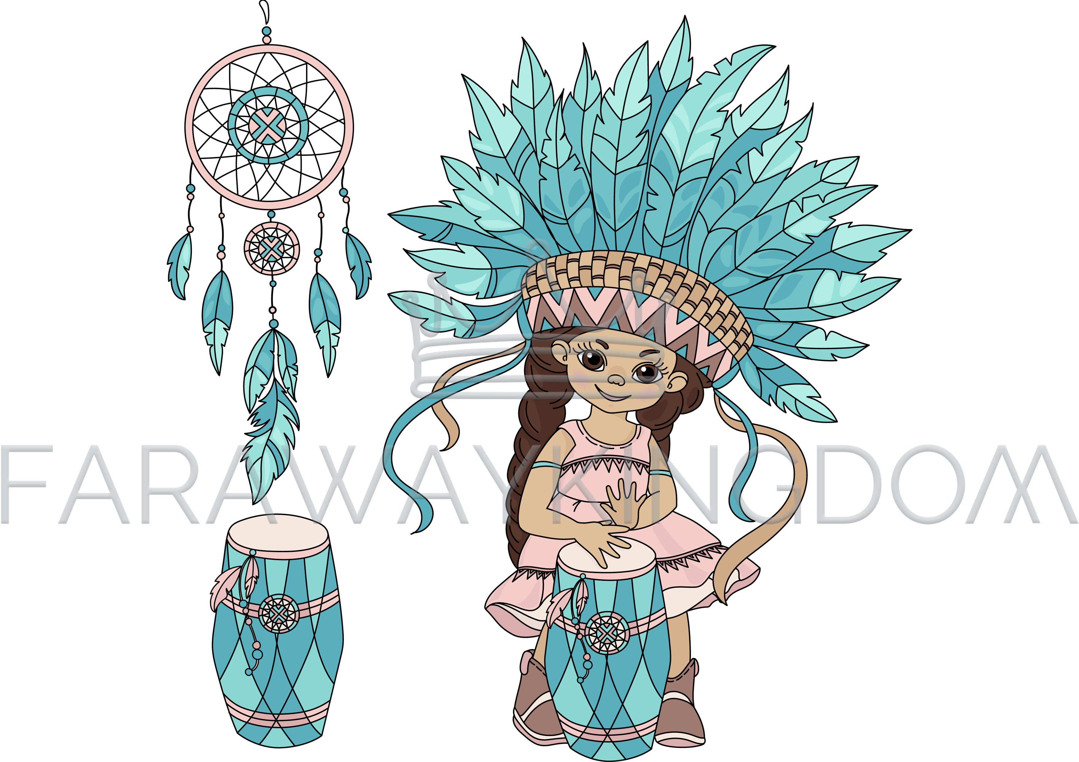 Pocahontas Music Indian Princess Hero Vector Illustration Illustration