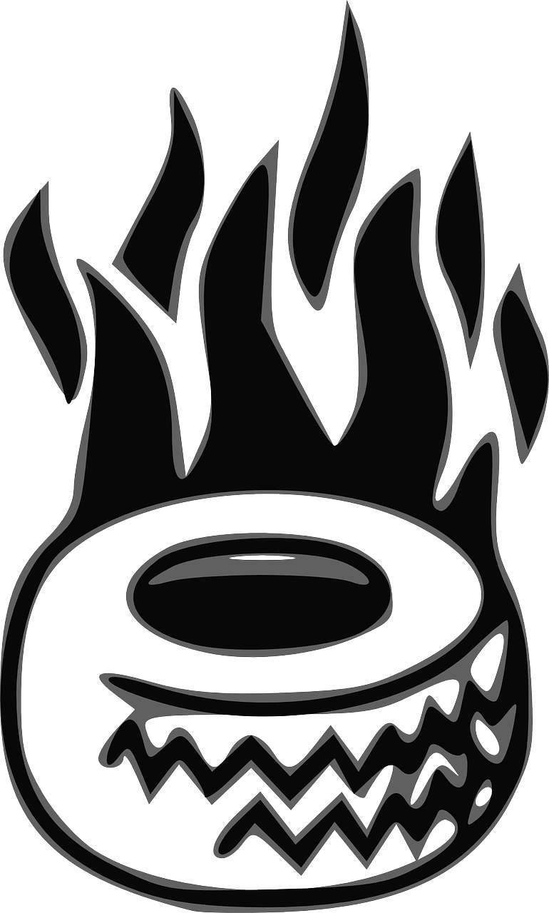 Tire On Fire Clipart Black And White