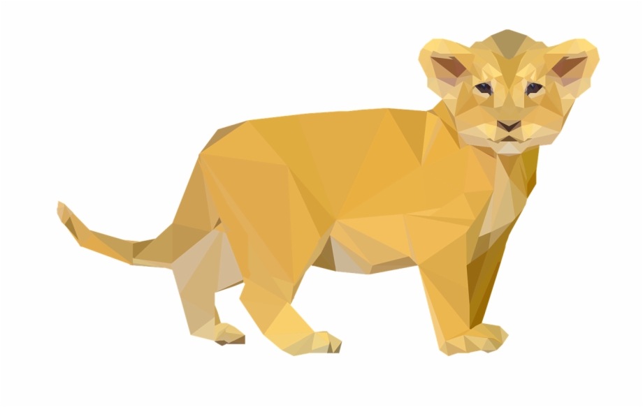 Lion Small Lion Cub Geometric Png Image Lion