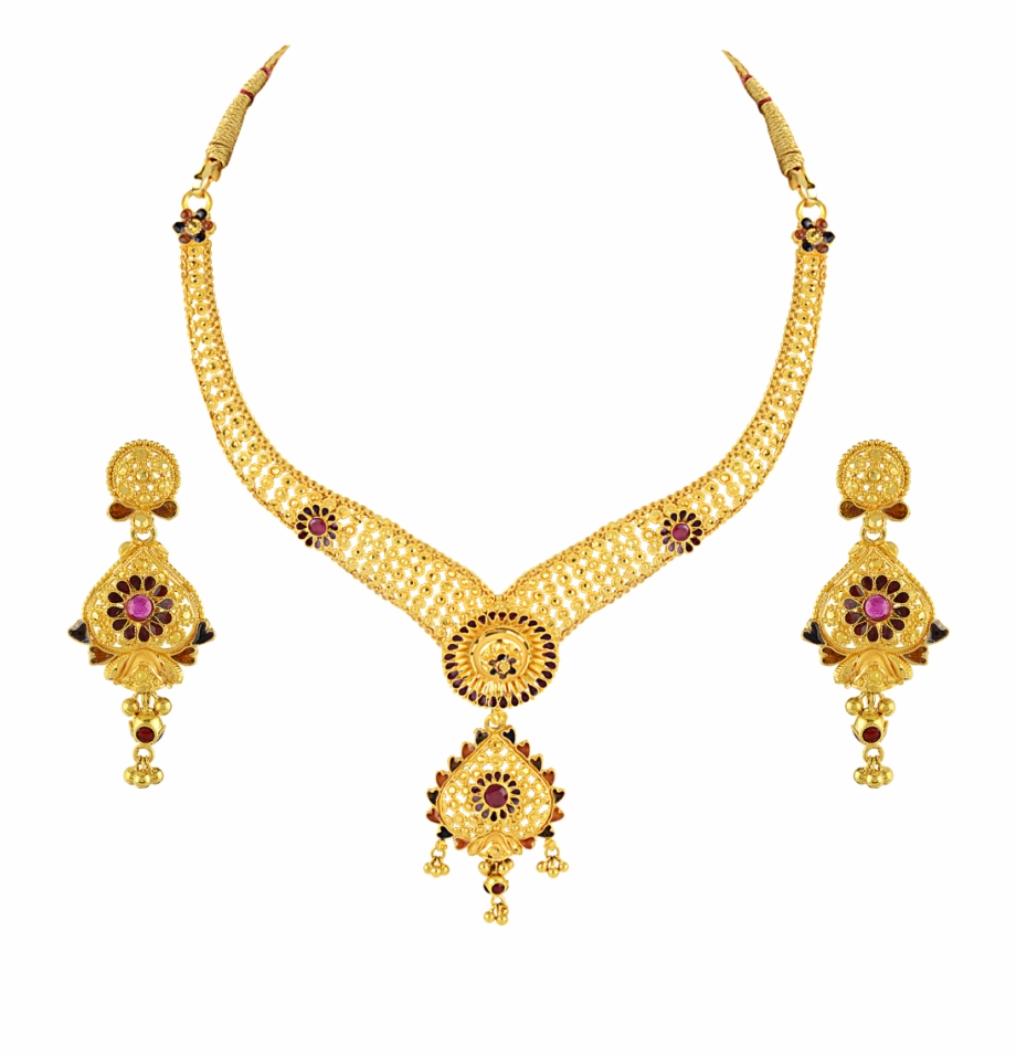 Necklace Earring Gold Jewellery Png Image With Transparent