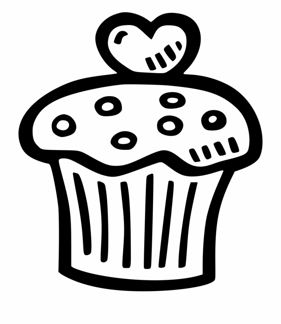 cupcake clipart black and white