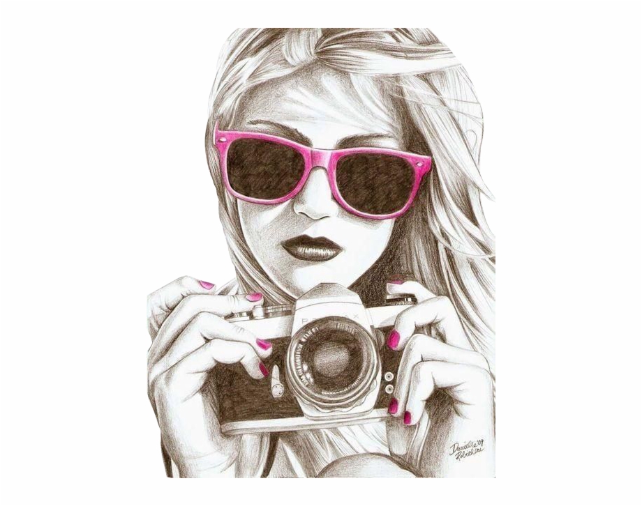 Girl Pink And Camera Image Girl Wearing Glasses
