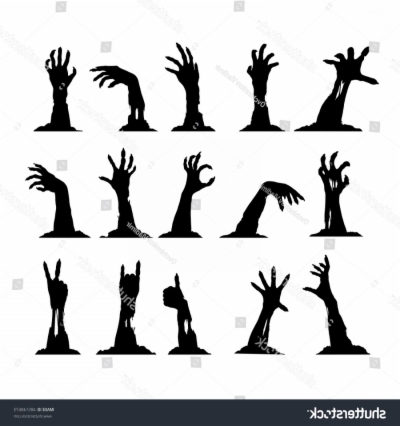 zombie hands reaching up black and white